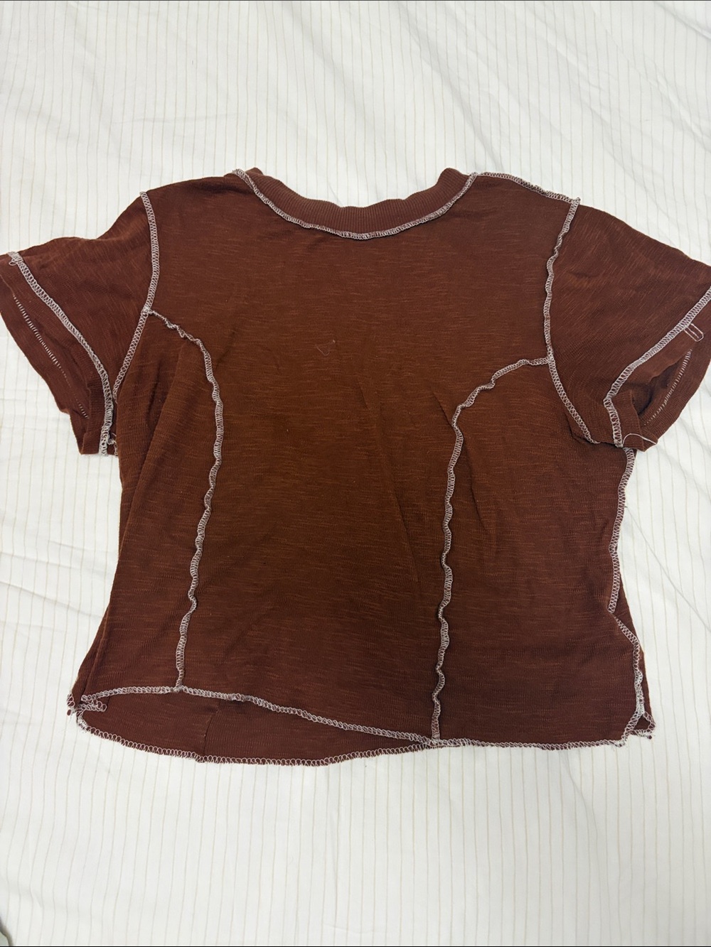 Urban Outfitters Women's Brown Short Sleeve Seam-Detail Tee